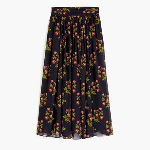 J. Crew Floral Maxi Skirt - Black and Pink